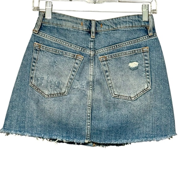 We The Free | Free People Distressed High Rise Raw Hem Button Front Mini Skirt - Picture 7 of 12